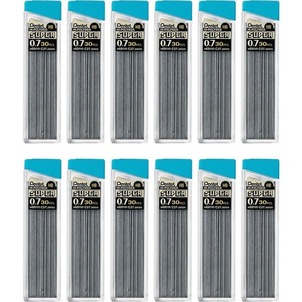 Pentel Hi-Polymer Lead, 0.7 mm, Medium, 360/BX, HB/Black PK PENC27HBBX